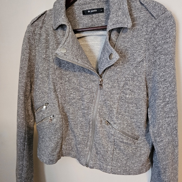 On Twelfth Jacket Gray Zip-Up Moto Lightweight Casual Neutral Trendy Spring Fall - Picture 2 of 8